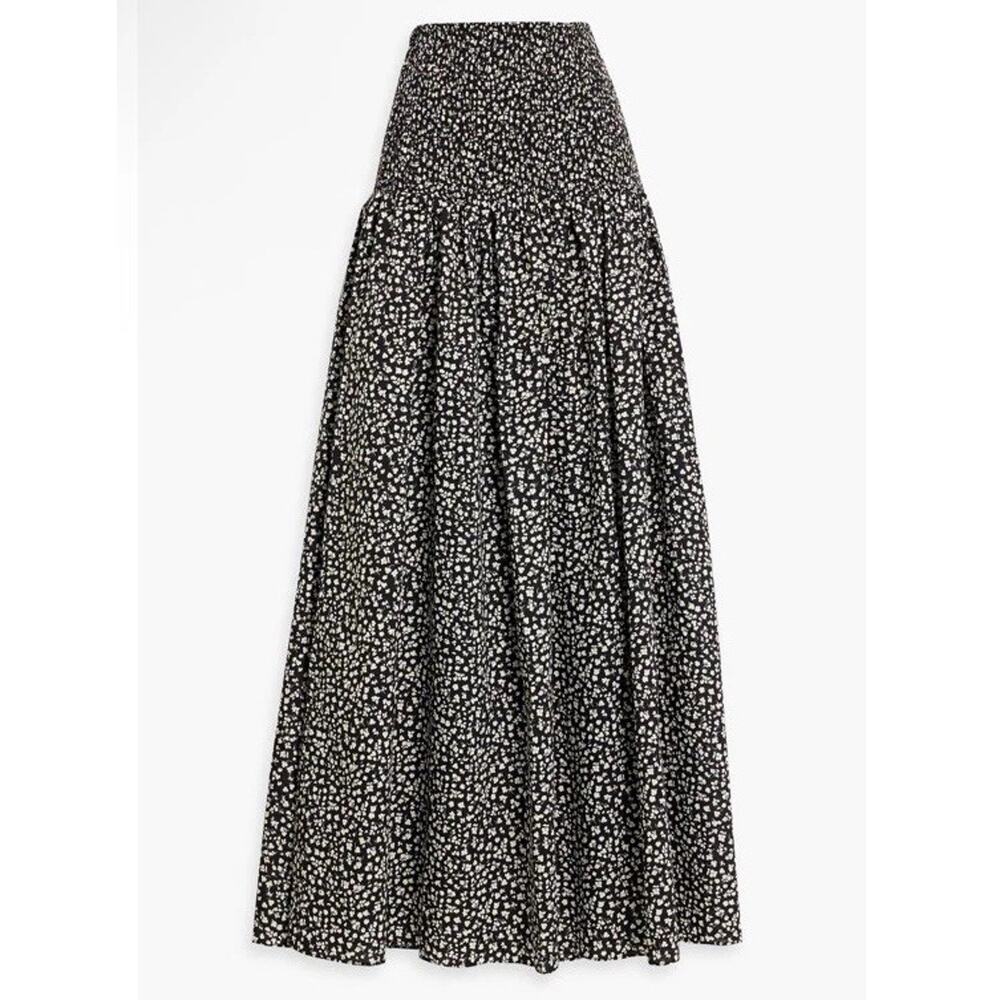 SOLID & STRIPED The Zaria shirred printed cotton-voile maxi skirt XL NWT $298